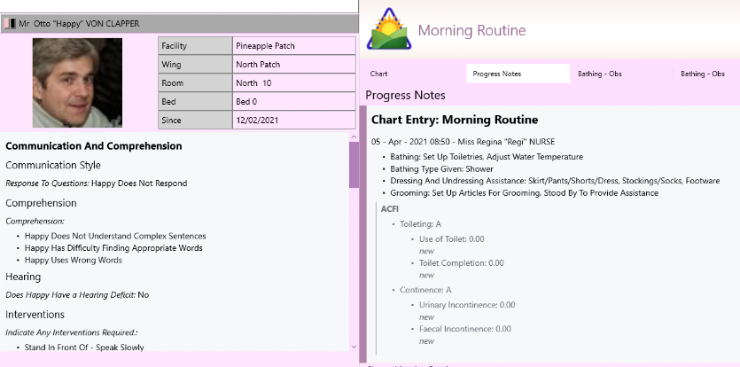 GSO Care Aged Care Software Charting Entry With Change Notification